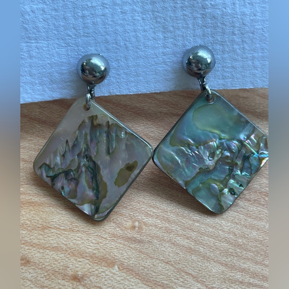 Vintage Abalone Shell Earrings Screw-back Non-pierced Earrings - Picture 3 of 6